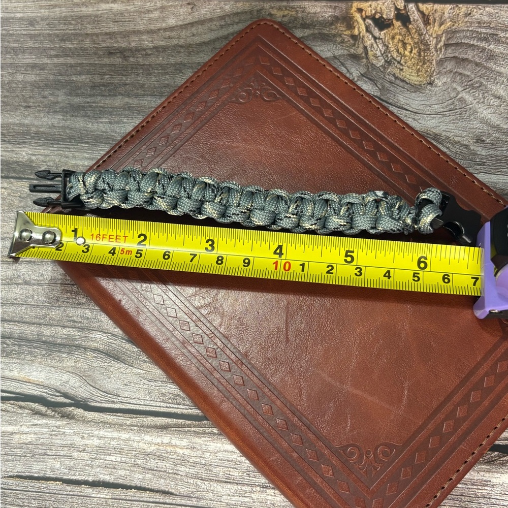 Kids Gray and Tan Paracord Braided Bracelet - Picture 3 of 4